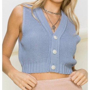 Women's Newly Found Love Button Up Cropped Vest - HYFVE - 1 of 3