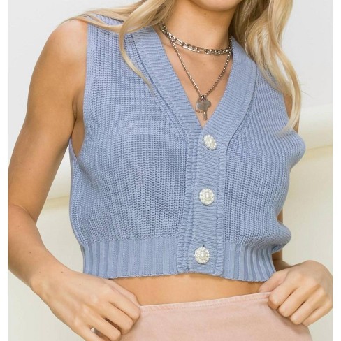 Women's Newly Found Love Button Up Cropped Vest - HYFVE - image 1 of 3