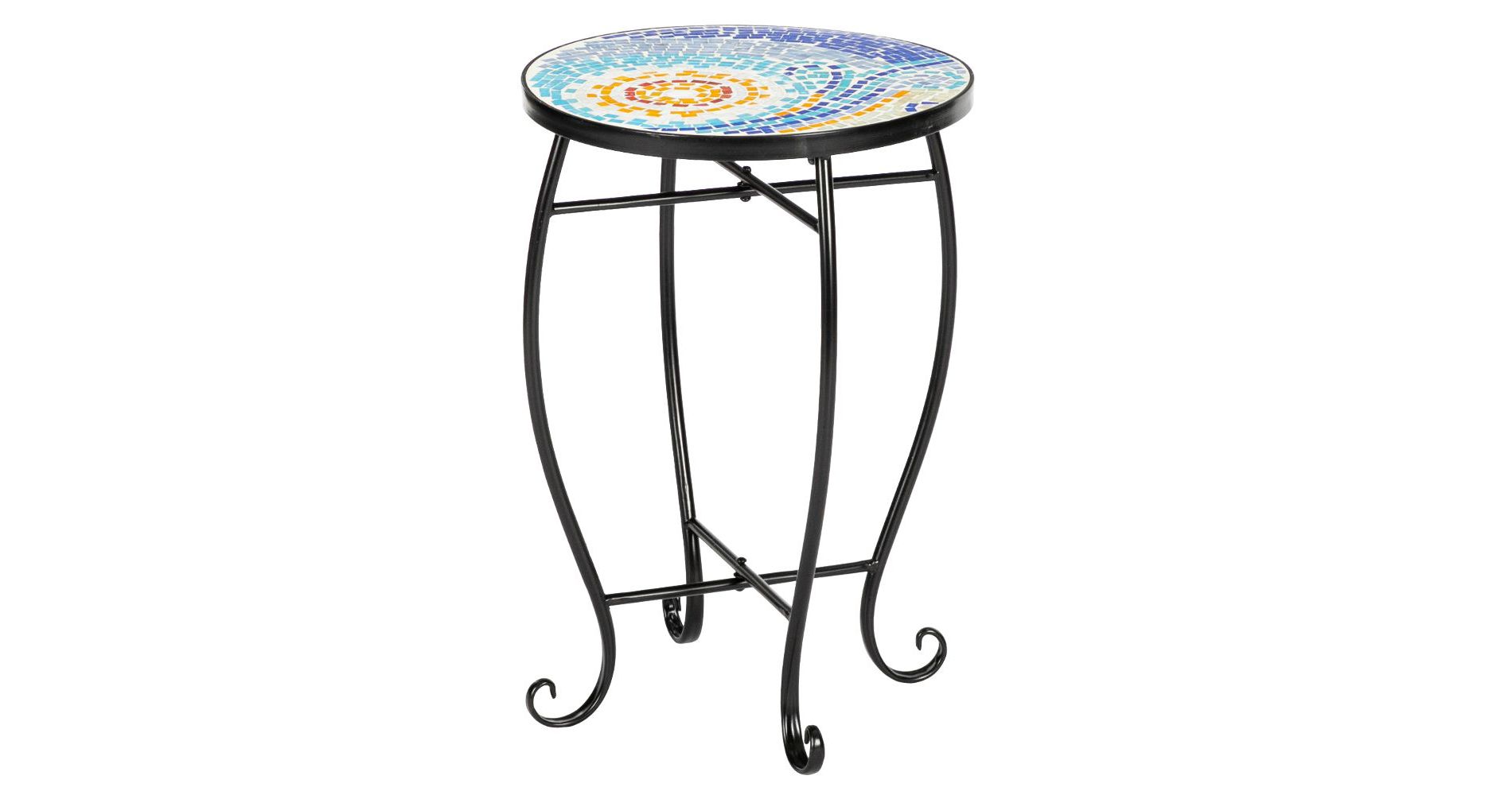 Karl Home | 14-Inch Colorful Glass Sunflower Mosaic Round Side Table