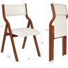 Akoasm 2 Pieces Upholstered Foldable Walnut Kitchen Dinning Chairs-Cream White+Cherry - 2 of 4