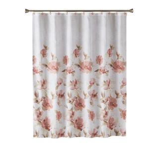 Misty Floral Shower Curtain Pink - Saturday Knight Ltd.: Polyester Bath Curtain, Machine Washable, Buttonhole Top - 1 of 3