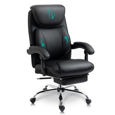 Reclining Office Chair,Desk Chairs,Adjustable High Back Leather Recliner Chair with Footrest-Executive,Thick Padded Strong Metal Base Quiet Wheels
