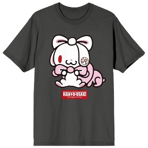 All Purpose Bunny Character With Pink Ribbon Crew Neck Short Sleeve Charcoal Women's T-shirt - 1 of 3