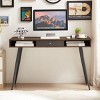 GlasFlength Desks Modern Writing Study Desk with Two Open Drawers Multifunctional Home Office Computer Desk, Brown, 47.24"*19.68"*29.37" - 3 of 4