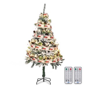 Yescom Christmas Tree Artificial with Lights, Xmas Tree, Foldable Hinged, Party Holiday Office Home Decoration - 1 of 4