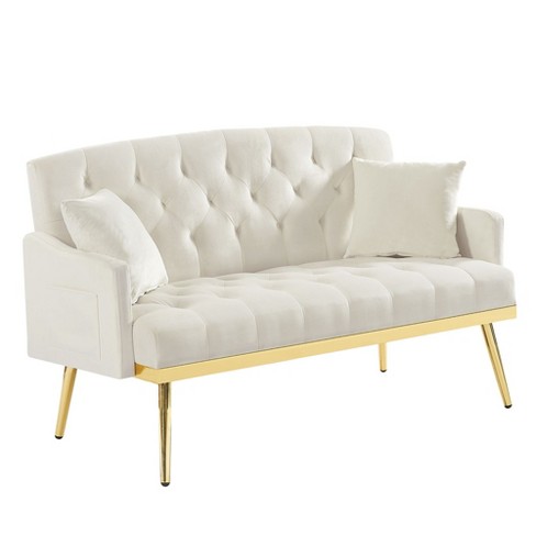 NicBex Teddy Fabric Loveseat Sofa Modern Upholstered Loveseat Couch with Metal Legs Small Tufted Sofa Couch for Bedroom,Living Room - image 1 of 4