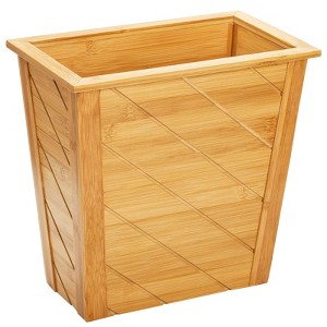 Aoibox Rectangular Bamboo Waste Basket with Built-in Handles, Compact Trash Can for Bedroom, Office, Kitchen, Bathroom - 1 of 4