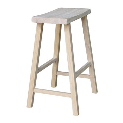 Elegant Black Parawood Saddle-Style Barstool, 25.5"