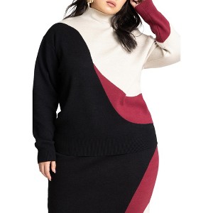 ELOQUII Women's Plus Size Intarsia Sweater - 1 of 4