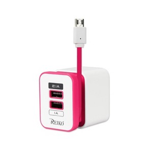 REIKO 2 AMP DUAL PORT PORTABLE TRAVEL ADAPTER CHARGER - 1 of 4