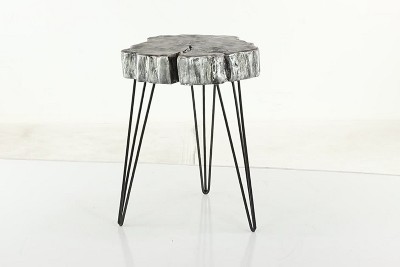 Gold Polystone and Metal Round Accent Table, 21.5"