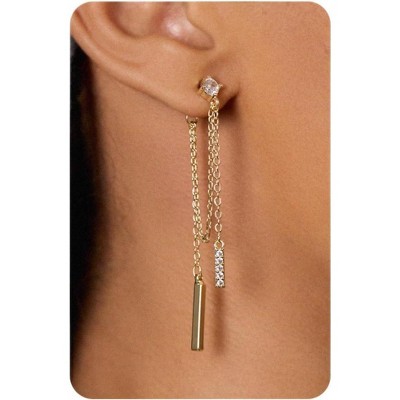 Dangle Earrings for Women- 14K Gold Plated Butterfly Heart Star Hoop Chain Tassel Design Long Dangle Earrings