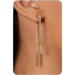 Dangle Earrings for Women- 14K Gold Plated Butterfly Heart Star Hoop Chain Tassel Design Long Dangle Earrings - 1 of 4