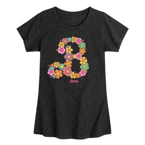Girls' - Barbie - Barbie Flower Logo- Girls Fitted Short Sleeve Graphic T-Shirt Fitted Short Sleeve Graphic T-Shirt - 1 of 4