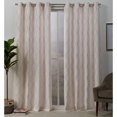 96"x54" Stark Medallion Textured Grommet Top Blackout Window Curtain Panels Blush - Exclusive Home