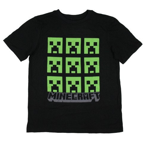 Seven Times Six Minecraft Boys' Creeper Face Grid Design Short Sleeve T-Shirt Black - image 1 of 3