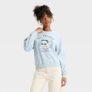Women's Betty Boop "St Tropez" Graphic Sweatshirt - Light Blue - 1 of 3