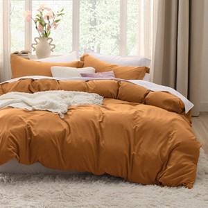 Duvet Cover Set 3pcs Prewashed Fabric Queen Size Bright White - Bedsure - 1 of 4
