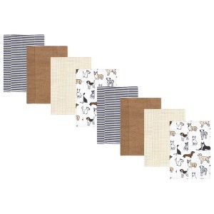Hudson Baby Boys and Girls Cotton Poly Flannel Burp Cloths 8-Pack, Handsome Dogs, One Size - 1 of 2