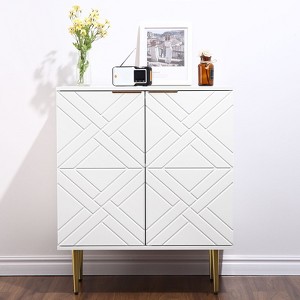 Sideboard Storage, Modern Accent Cabinet with 2 Decorative Embossed Pattern Doors, Sideboard Buffet Cabinet for Kitchen, Dining Room, Living Room - 1 of 4