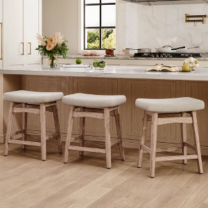 Captiva Designs 24 inch Height Bar Stool with Padded Seat & Solid Wood Frame & Footrest - 1 of 4