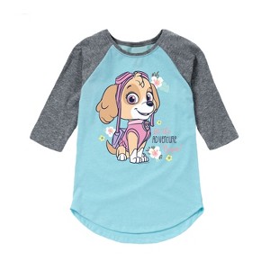 Girls' - Paw Patrol - Adventure Begin Shirt Tail Raglan Graphic T-shirt - 1 of 4