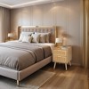 Finnhomy Nightstand with Charging Station, Bedside Table with 2 Hand Made Rattan Decorated Drawers for Bedroom - 3 of 4