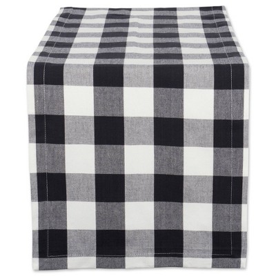 72" x 14" Cotton Buffalo Check Table Runner Black - Design Imports