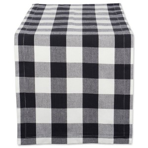 72" x 14" Cotton Buffalo Check Table Runner Black - Design Imports - 1 of 4