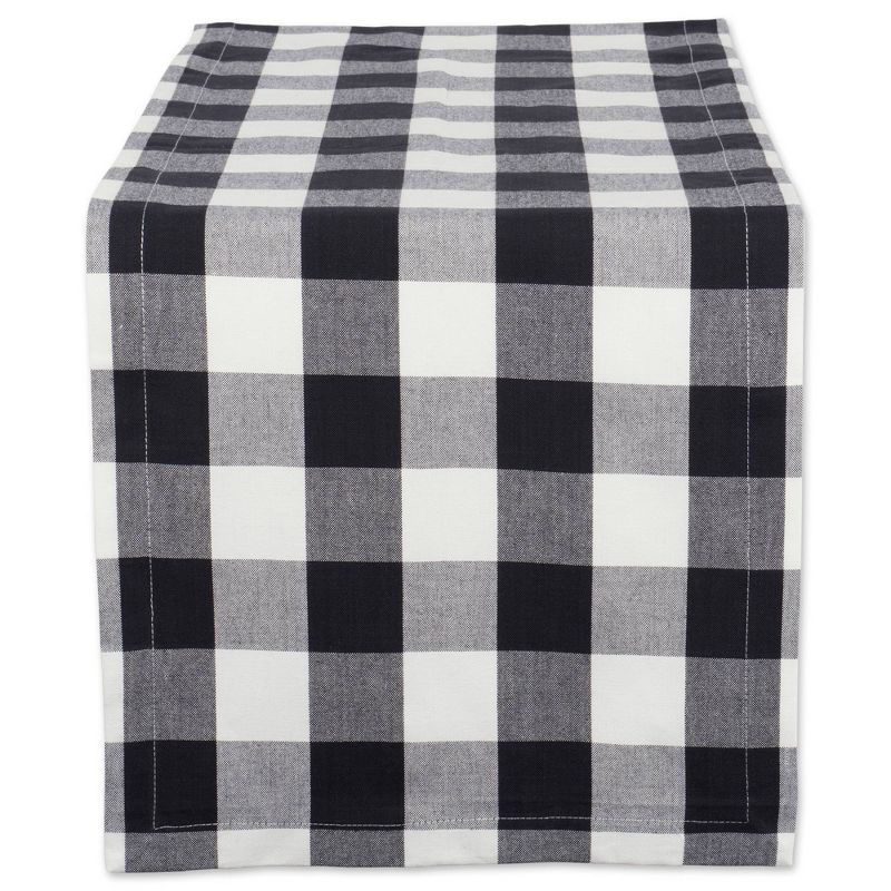 72&#34; x 14&#34; Cotton Buffalo Check Table Runner Black - Design Imports, 1 of 21