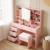 Barbie Pink Particle Board Tempered Glass Tabletop Laminated with Textured Melamine 5-Drawer Dressing Table Set - 2 of 4