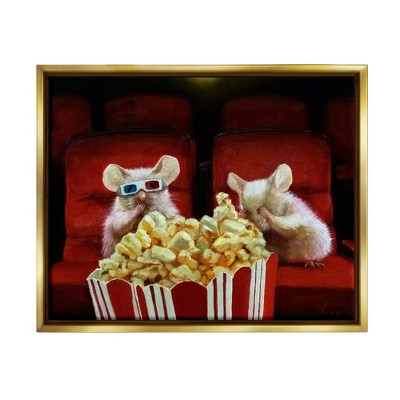 Stupell Industries Mice Movie Theater Popcorn Framed Canvas