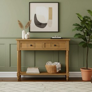 Merax Daisy Series Traditional Console Table with Storage Drawers and Bottom Shelf - 1 of 4