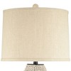 360 Lighting Modern Coastal Table Lamp 31" Tall Light Rattan Oatmeal Drum Shade for Living Room Bedroom House Bedside Nightstand - 4 of 4