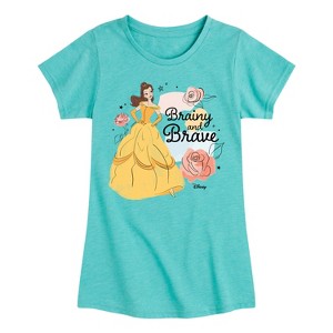 Girls' - Disney Princess - Belle Brainy and Brave Fitted Short Sleeve Graphic T-Shirt - 1 of 4