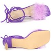 Allegra K Women's Faux Fur Slingback Block Heels Lace Up Sandals - 4 of 4
