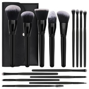 BABYYER Black Makeup Brushes Set,15 Pcs Professional Premium Synthetic Foundation Contour Powder Concealers Eye Shadows Blush Makeup Brush Set - 1 of 4