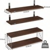 3+1 Tier Bathroom Floating Shelves Over Toilet 15.8in Farmhouse Rustic Wood Shelves Wall Decor for Bathroom Living Room - 3 of 4