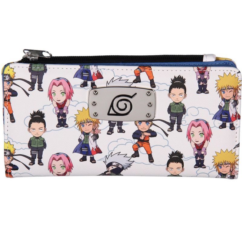 Naruto Shippuden Chibi Figures Snap Closure Faux Leather Wallet For Women White, 1 of 5