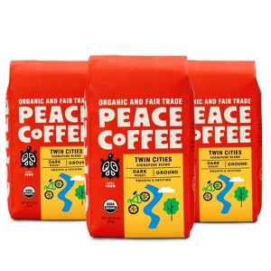 Peace Coffee Twin Cities Dark Roast Ground Coffee - 36oz/3ct - 1 of 4