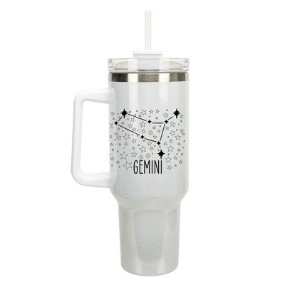 100 North Gemini Zodiac Astrology Star Sign Wrap-Around 40 Oz. Stainless Steel Water Bottle Coffee Mug, Spill & Leak Resistant, Travel Tumbler with