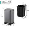 3.2 Gal/12L Trash Can, Rectangular Stainless Steel Trash Can with Recycling Bin, Step-on Narrow Garbage Bin, with Removable Inner Buckets - 4 of 4