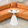 YIYIBYUS Modern Side End Table, Round Side Table, Living Room Side Table, White - 2 of 4