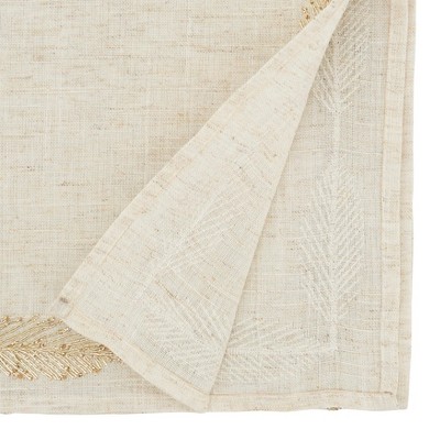 Cream Floral Embroidered Polyester Table Runner, 16" x 72"