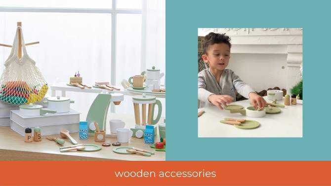 Teamson Kids Little Chef Boston Modern Wooden Kitchen Playset, White/Green, 2 of 12, play video