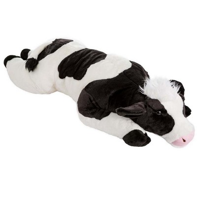 Wind & Weather Super Soft Black & White Cow Body Pillow with Beaded Eyes