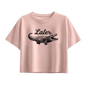 Girls' - Instant Message - Later Gator Short Sleeve Boxy Graphic T-Shirt - 1 of 3
