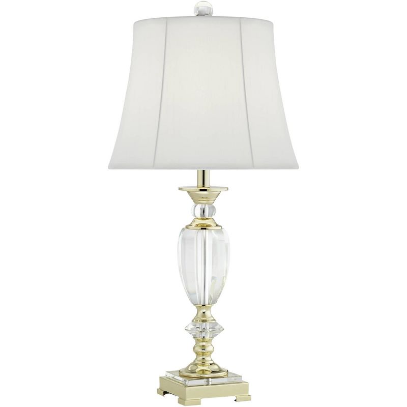 Vienna Full Spectrum European Style Table Lamp with Table Top Dimmer 28.75" Tall Brass Clear Crystal White Fabric Empire Living Room Bedroom, 1 of 10