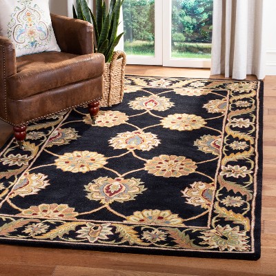 Heritage Luxe Black Wool & Cotton 90" Tufted Area Rug