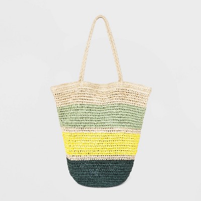 Striped Straw Shopper Tote Handbag - Universal Thread™